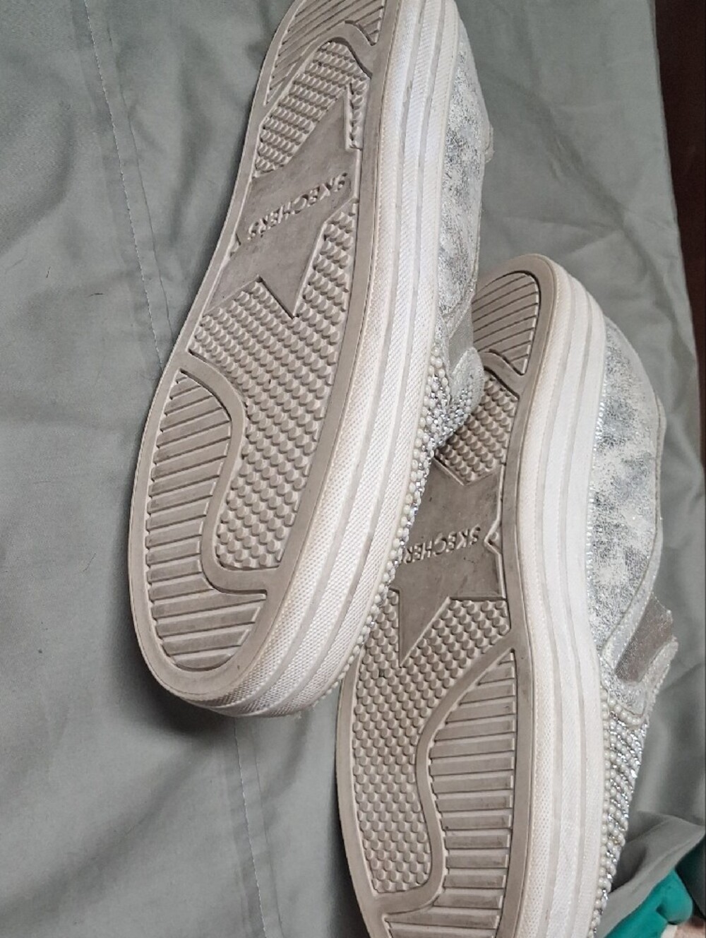 Skechers Women’s Slip-On Rhinestone Sneakers in Ivory Sparkle - Picture 4 of 4